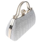 Silver Tone Metal Frame Crystal Rhinestone Fashion Clutch Evening Bag Tlx218-sil