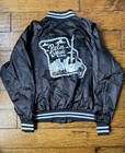 Augusta Sportswear Men   s L Black Nylon Snap Front Bomber Jacket Music Graphic