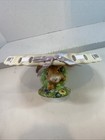 Cake Pie Plate Stand With Little Rabbit In The Cabbage Patch Easter 13    New