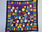 Vintage Silkscapes Inc Pop Art People Tapestry Striped Multicolor Wall Hanging