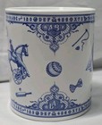 Vintage Spode Edwardian Childhood Blue White Porcelain Coin Bank Money Box
