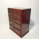 Vintage Large Japanese Wood Tansu Chest 5-drawer Jewelry Box Heavy   Solid