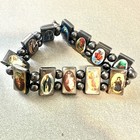 Religious Christian Hematite Stretch Bracelet Catholic Magnetic Jesus Mary  