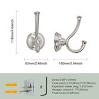 Towel Hook Bathroom-2 Pack Brushed Nickel Double Robe towel Hook Wall Mounted   