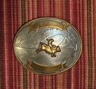 Vtg Large Bull Rider German Silver Western Cowboy Trophy Belt Buckle 4 1 2x3 3 4