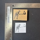 Ken Brown Old Woman Butterfly Net Retro Rare Vintage Rubber Stamp