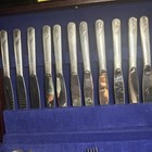 Oneida Community Tudor Plate Flatware Set 55 Pc W  Box Silverplate Vintage