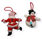 Vtg Lot 6 Handmade Sequin Felt Christmas Tree Ornaments Bucilla Unicorn Santa