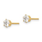 Real 14k Yellow Gold Polished 4mm Madi K Round Cz Stud Post Earrings Solid