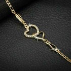 14k Yellow Gold Plated Double Heart Anklet 1ct Round Lab Created Diamond Women s