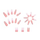 Glitter Diamond Heart False Nail Long Coffin Press On Nails For Nail Art 24pcs