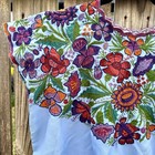 Vtg Huipil Handmade Mexican Oaxacan Floral Embroidered Folk Art Boho Top Osfm