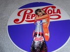 Vintage Sparkling Pepsi Cola Soda Bottle    woman 12  Metal Soda Gasoline Oil Sign