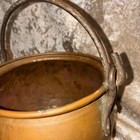 Vintage Copper Cauldron Pot Planter W  Iron Handle 6     Diameter   5   height