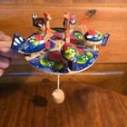 Vtintage Wooden Russian Folk Art Pecking Chickens Moveable Toy Hand Carved