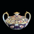 Antique Royal Crown Derby 2451 Iamri Double Handled Sugar Bowl And Creamer Set