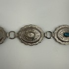 Vintage Silver Tone And Faux Turquoise Western Style Cowgirl Belt 