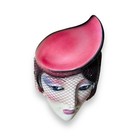 Vintage Clay Art Deco Ceramic Mask Face Netting Lady Wall Hanging