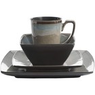 Gibson Elite 16 Piece Glazed Square Dinnerware Set With Plates  Bowls  And Mugs