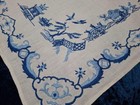 Exquisite Blue Willow Skilfully Heavily Hand Embroidered Vintage Large Tray-mat