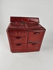 Vintage Childs Toy Stove Red Metal Pressed Steelv1940 s-1950 s Rustic Decor