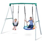 500lbs 7 5ft Tall Metal Swing Set With 2 Swings Heavy Duty Kids Backyard Playset