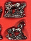 8 Horse Boxed Set Qing Feng Chinese Carved Red Resin Horses Sculpture Figures