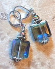 Montana Blue Color Chinese Crystal Earring  Leverback Handcrafted Xx