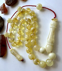 Natural Baltic Amber 16g  Islamic Prayer Rosary 9mm  33 White Color Beads Tasbih