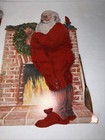 3 Grp Lot 1970s Christmas Die Cut Santa W  Flocked Velvet Vintage Beistle  Peck 