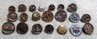 21 Vintage Antique Metal Picture Buttons Floral  9