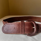 Vintage 90s Wide Leather Waist Belt Braided Woven Brown Covered Buckle Large