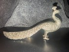 Vintage Silver Tone Heavy Metal Peacock Figurine