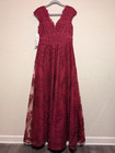 Nwt Red Aidan Mattox Crimson Floral  Maxi V-neck Long Sleeveless Gown 10 Prom