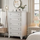  5 Drawer Dresser For Bedroom  48  Tall Wood Dresser   Chests Of Drawers White