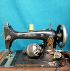 Pickup Antique Hotpoint Sewing Machine Untested For Restore In Bent Wood Case