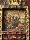 Hand-carved Vintage Peruvian Retablo With Painting  Offering Drawer 26310
