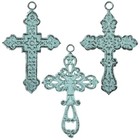 3 Pcs Decorative Cast Iron Wall Crosses - Metal Hanging Religious Decor
