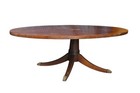 Vintage Hekman Georgian Style Crotch Mahogany Oval Coffee Cocktail Table 52 