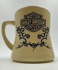 Harley Davidson Coffee Mug Tan Stoneware Matte Tribal Bar Shield Logo 4 Inch Cup