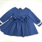 Vintage Polly Flinders Dress Sz 3 Navy Blue Smocked Red Flowers Eyelet Bow