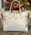 Dooney Bourke Oyster Ecru Amelie Satchel Tote Florentine Vacchetta Leather Bag