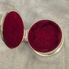 Vintage Silver Tone Floral Pill Trinket Box Hinged Red Velvet Lined Jewelry Case