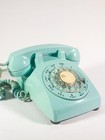 Vintage Bell  Systems Electric Turquoise Aqua Blue Rotary Dial Telephone 1976