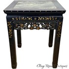 Antique Chinese Rosewood Marble Top Stand Table Inlaid Birds Ornate Carved 