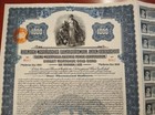 Germany 1925 Rhine Westphalia Electric 1000 Dollars Gold Not Cancelled Bond Abnc