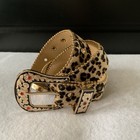 Vintage Style Bedazzled Gold Leopard Print Belt