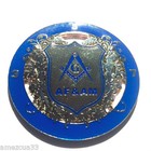 Blue   Silver  3 5 7 Masonic Key  Ancient Free And Accepted Masons Auto Emblem
