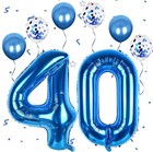 40  Giant Foil Number Balloons Self Inflating 16th 18th 21st Age Birthday Decor 