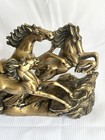 3 Stallion Horses Running  Statue Gold Resin 13   